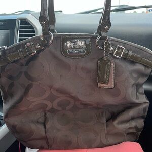 Coach Dark Brown Signature Shoulder Bag
